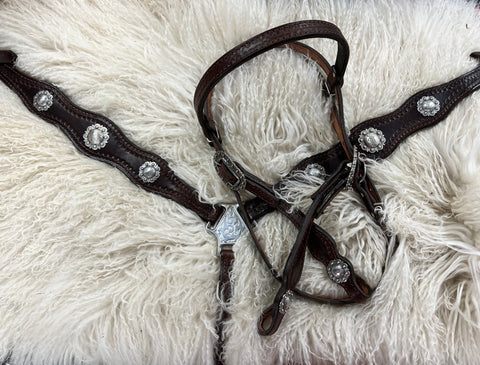 Chasin Cash Plain stamped browband headstall and breast collar