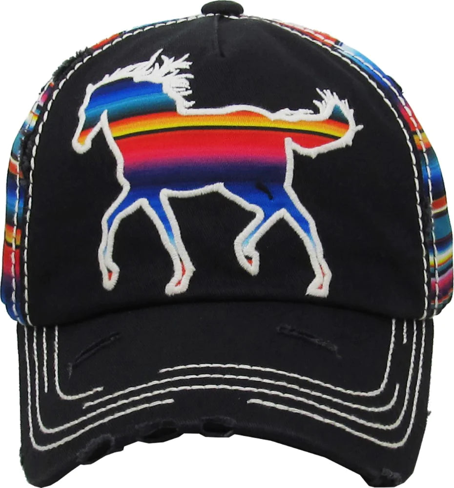 SERAPE HORSE WASHED VINTAGE CAP BLACK