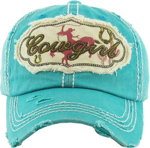 COWGIRL WASHED VINTAGE CAP TURQUOISE