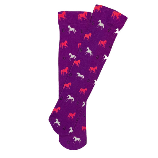 AWST INT'L CHILDREN'S LILA HORSES AND HORSESHOES SOCKS