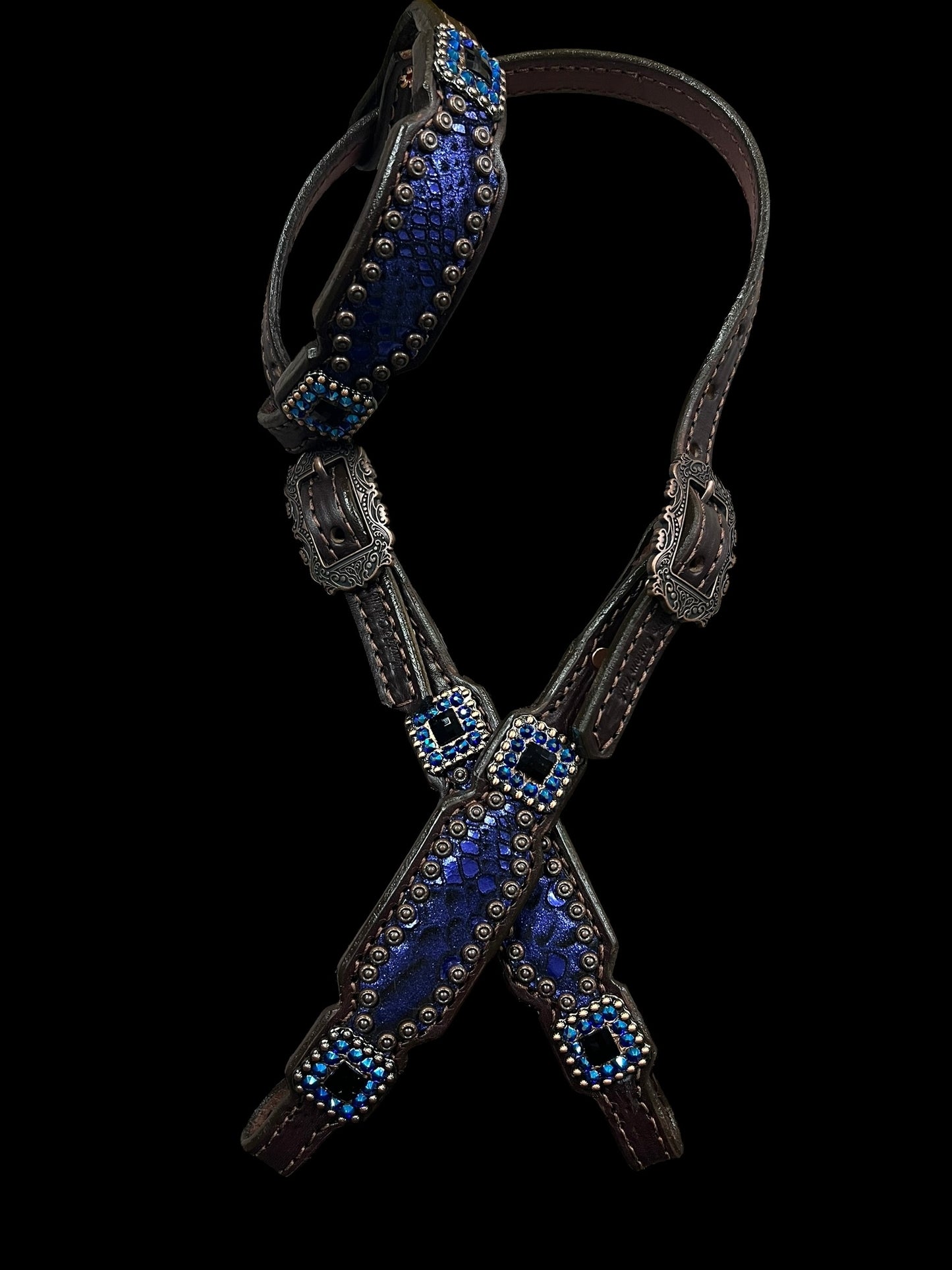 Indigo mystic on Dark leather