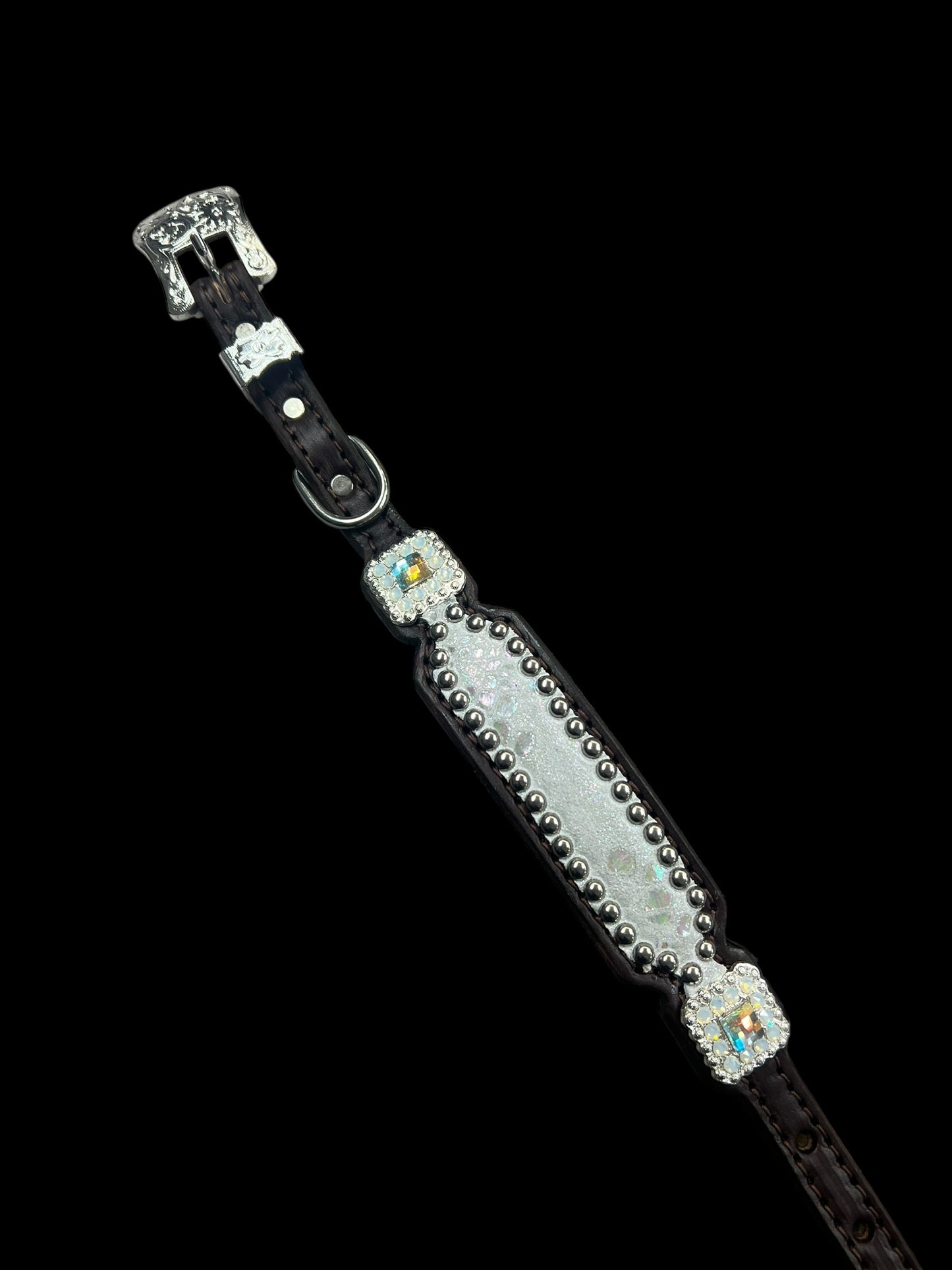 White mystic  on dark leather