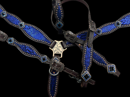 Indigo mystic on Dark leather