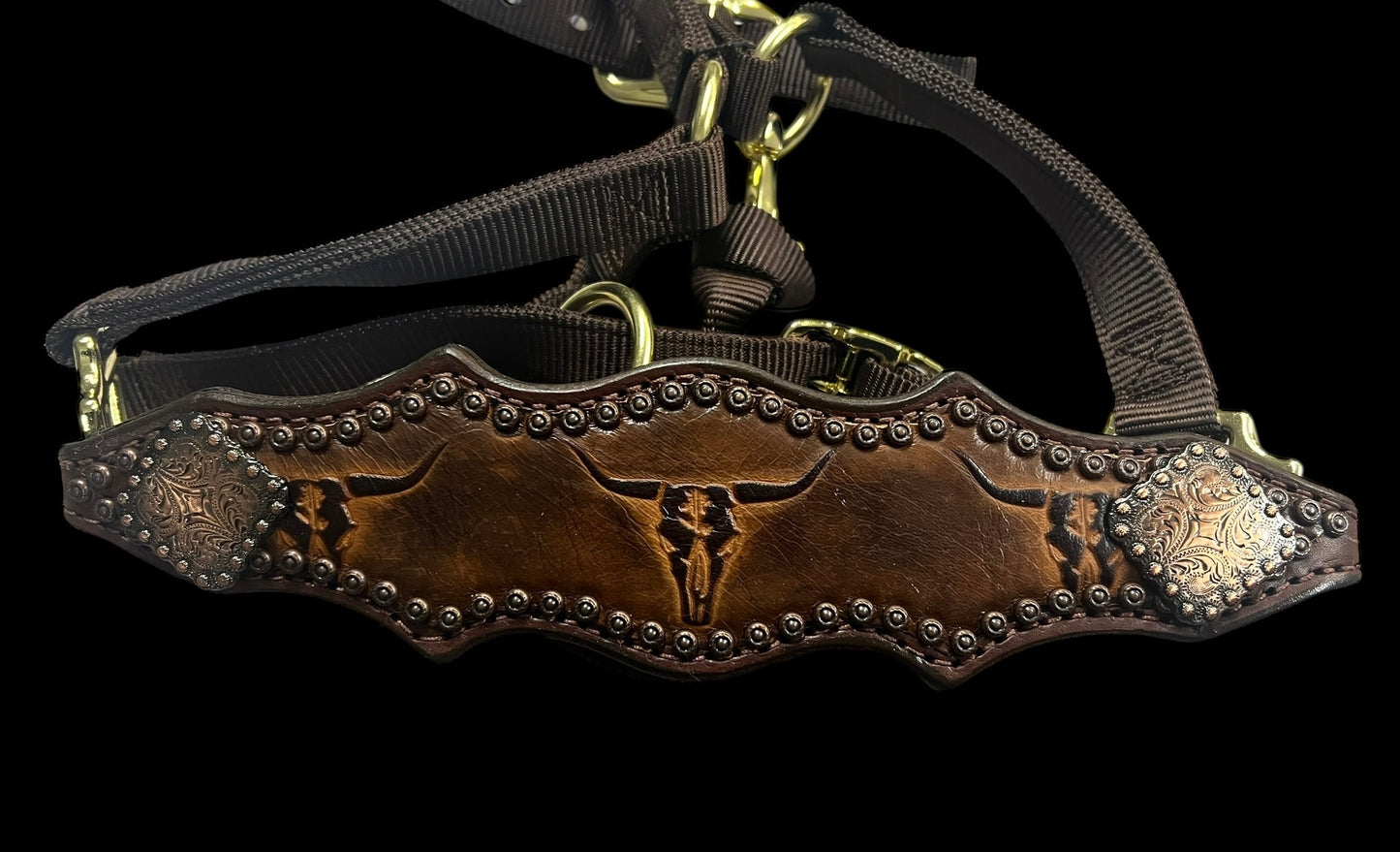 Brown longhorns on Walnut Leather