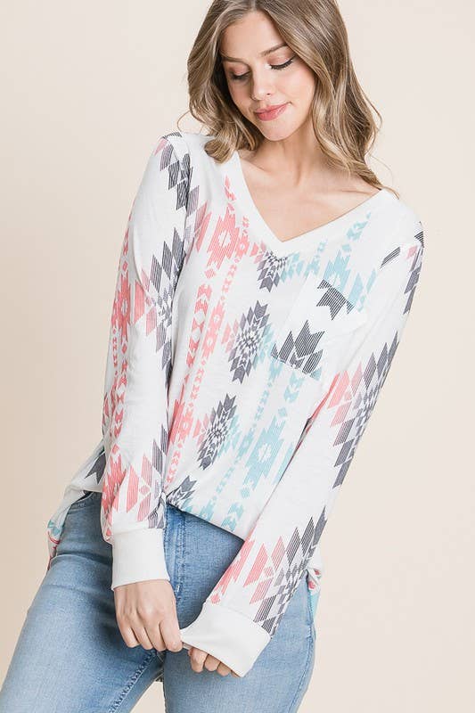 SOPHIA AZTEC PRINT TOP