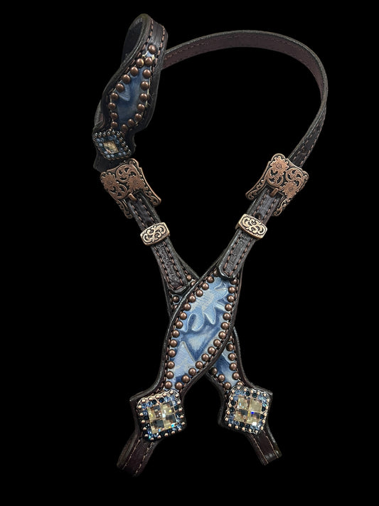 Blue Laredo on chocolate leather