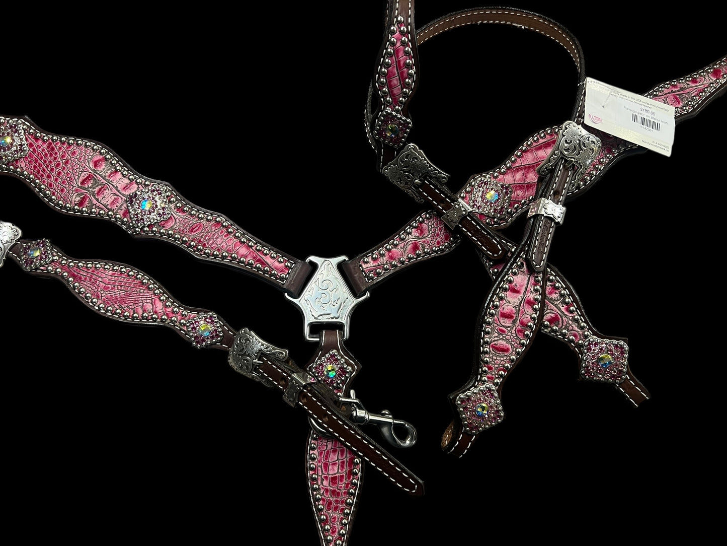 Flamingo gator  on Walnut leather