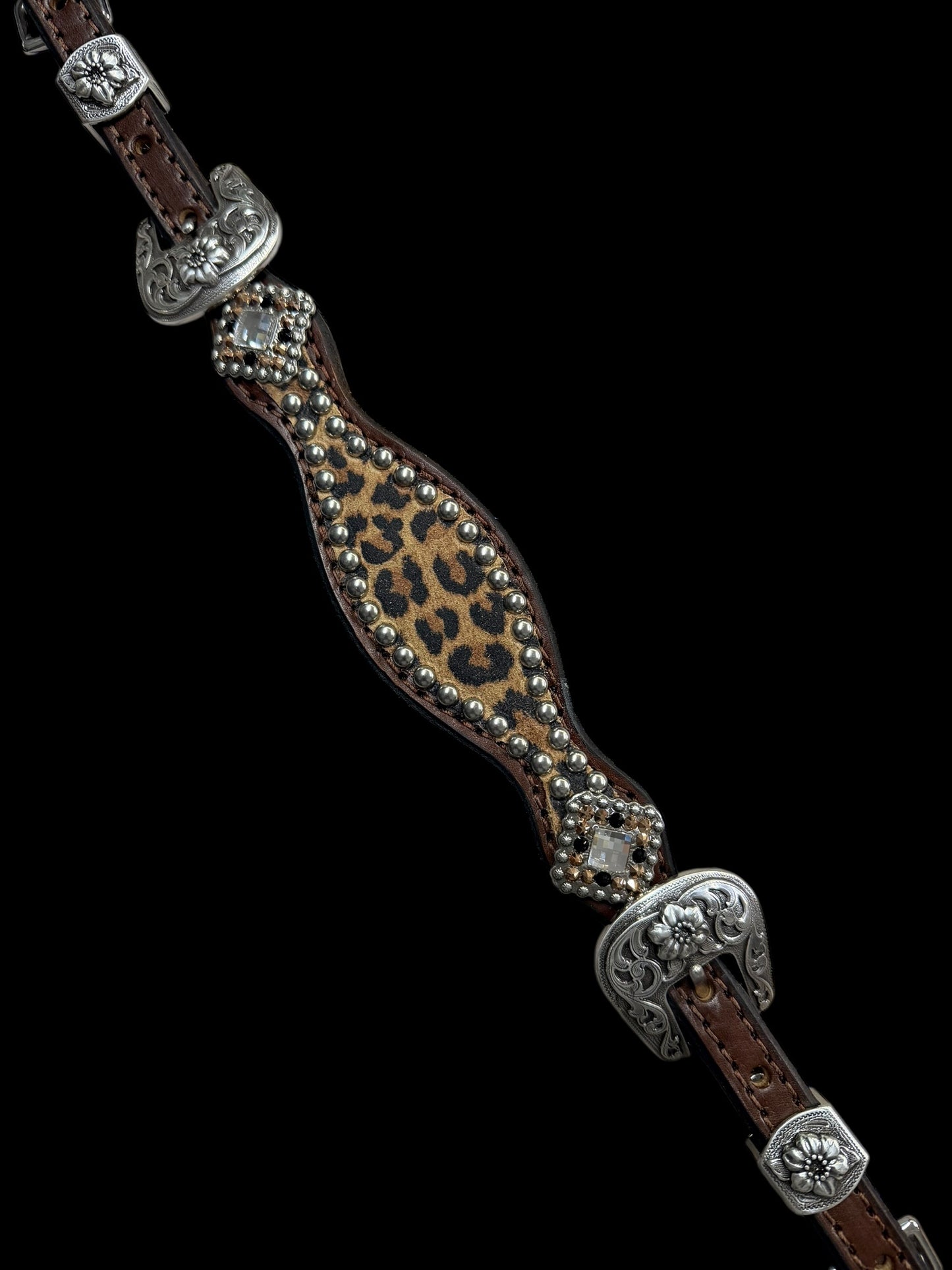 Leopard on Walnut leather