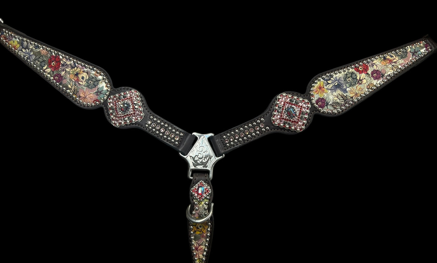 Vintage floral on dark leather