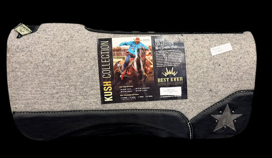 30X30"  1" Kush Black Leather Star Cutout  Best Ever Saddle Pad