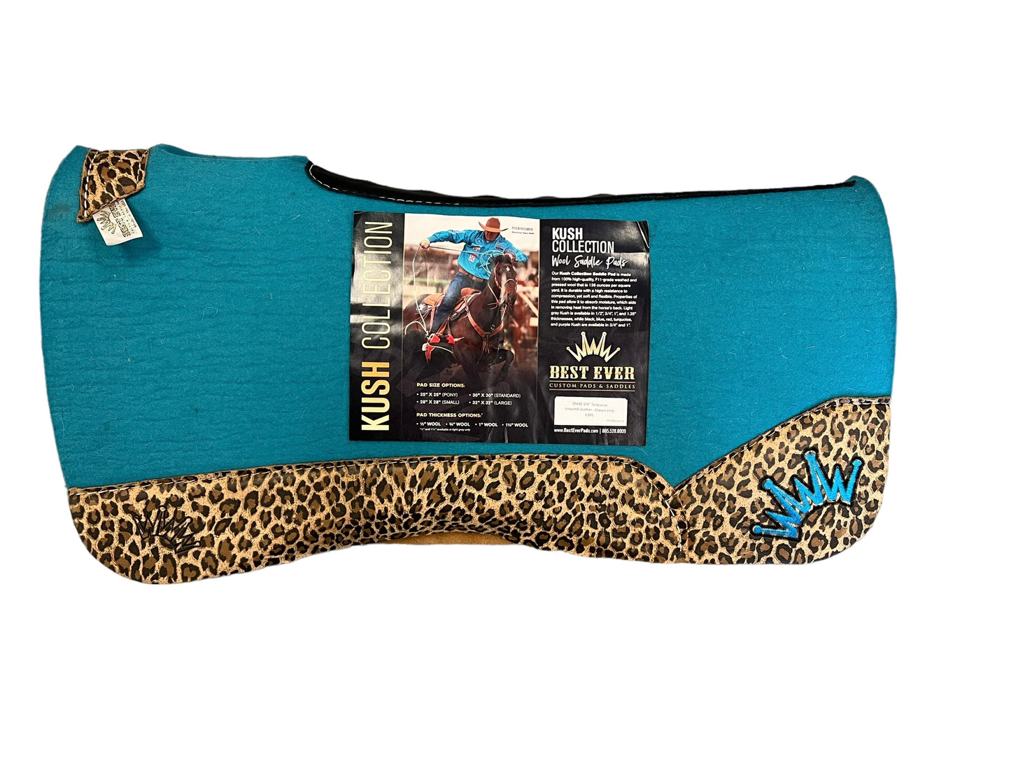 Best Ever 3/4" 30"x30" Turquoise Kush Leopard Leather