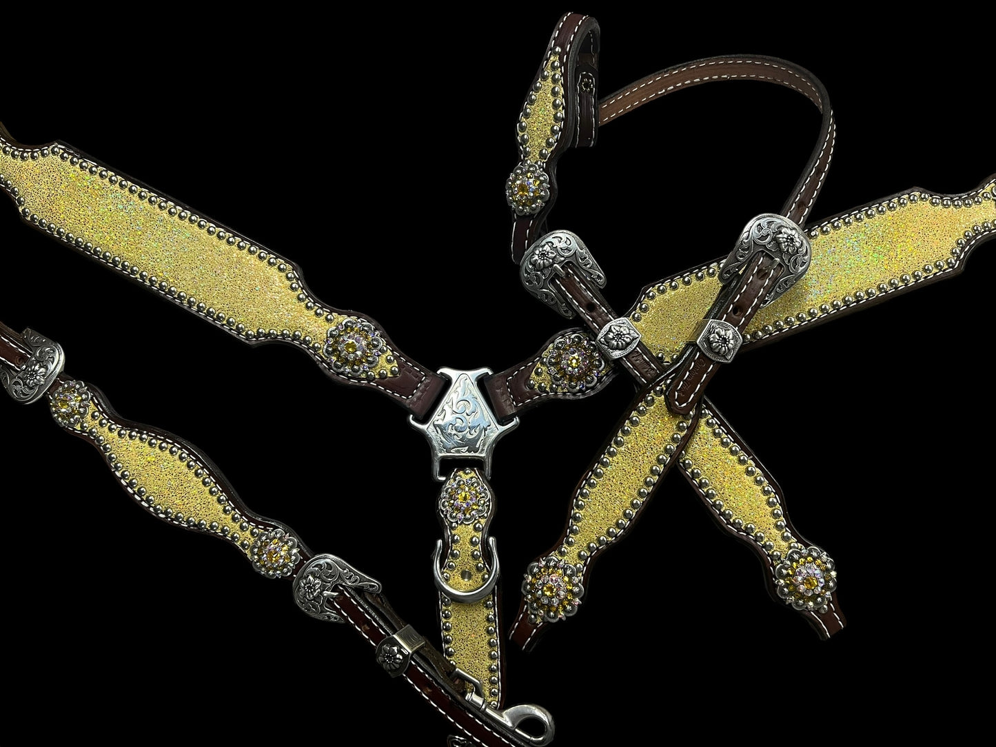 Sunshine Sparkle on Walnut leather