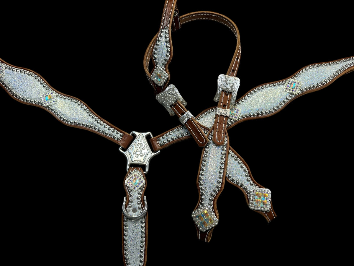 Silver ice on medium leather