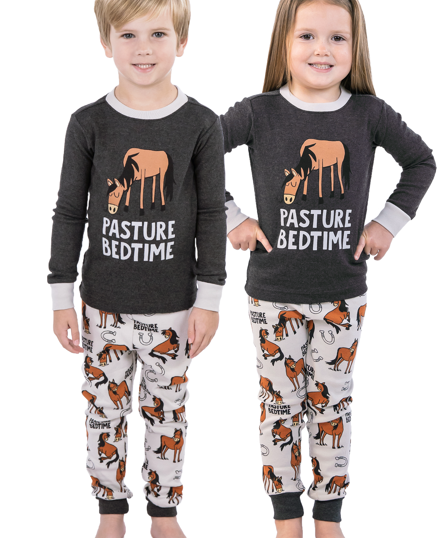 Pasture Bedtime Grey Kid's Long Sleeve Pajama Set