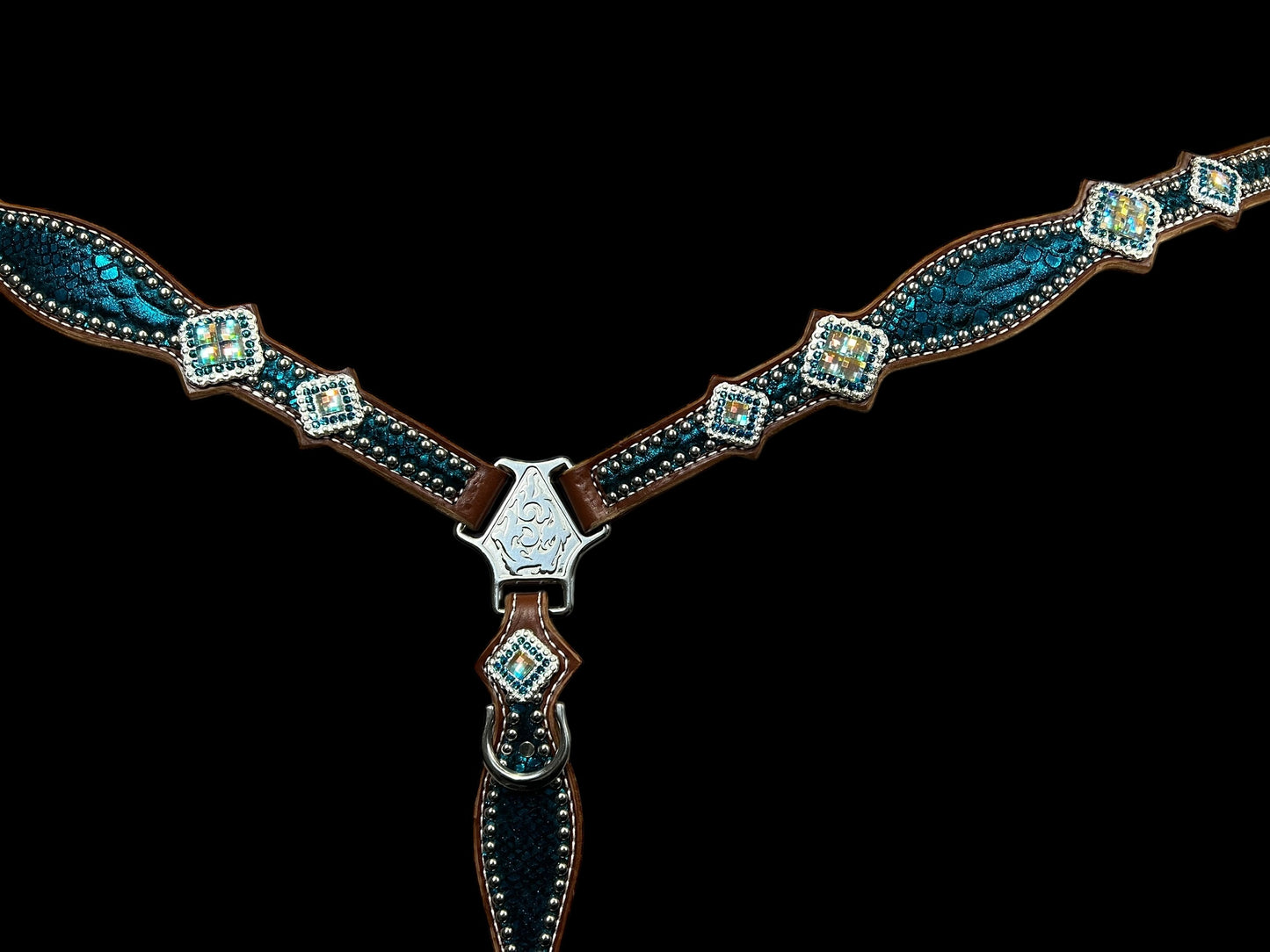 teal mystic on medium leather