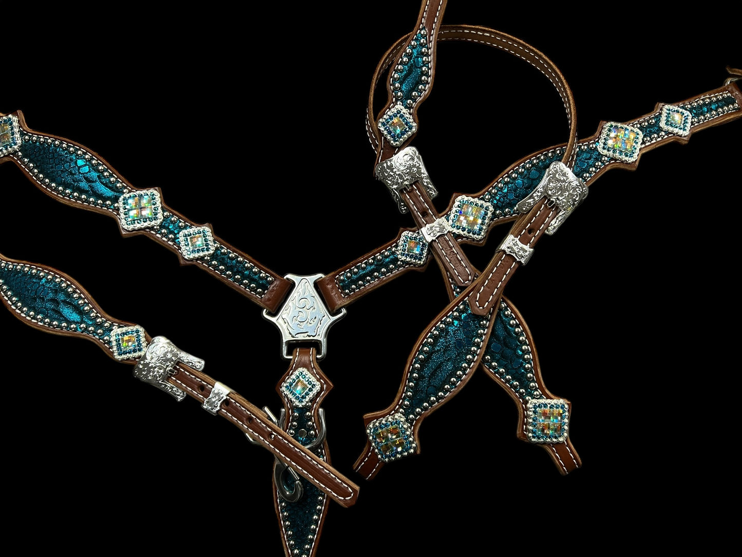 teal mystic on medium leather