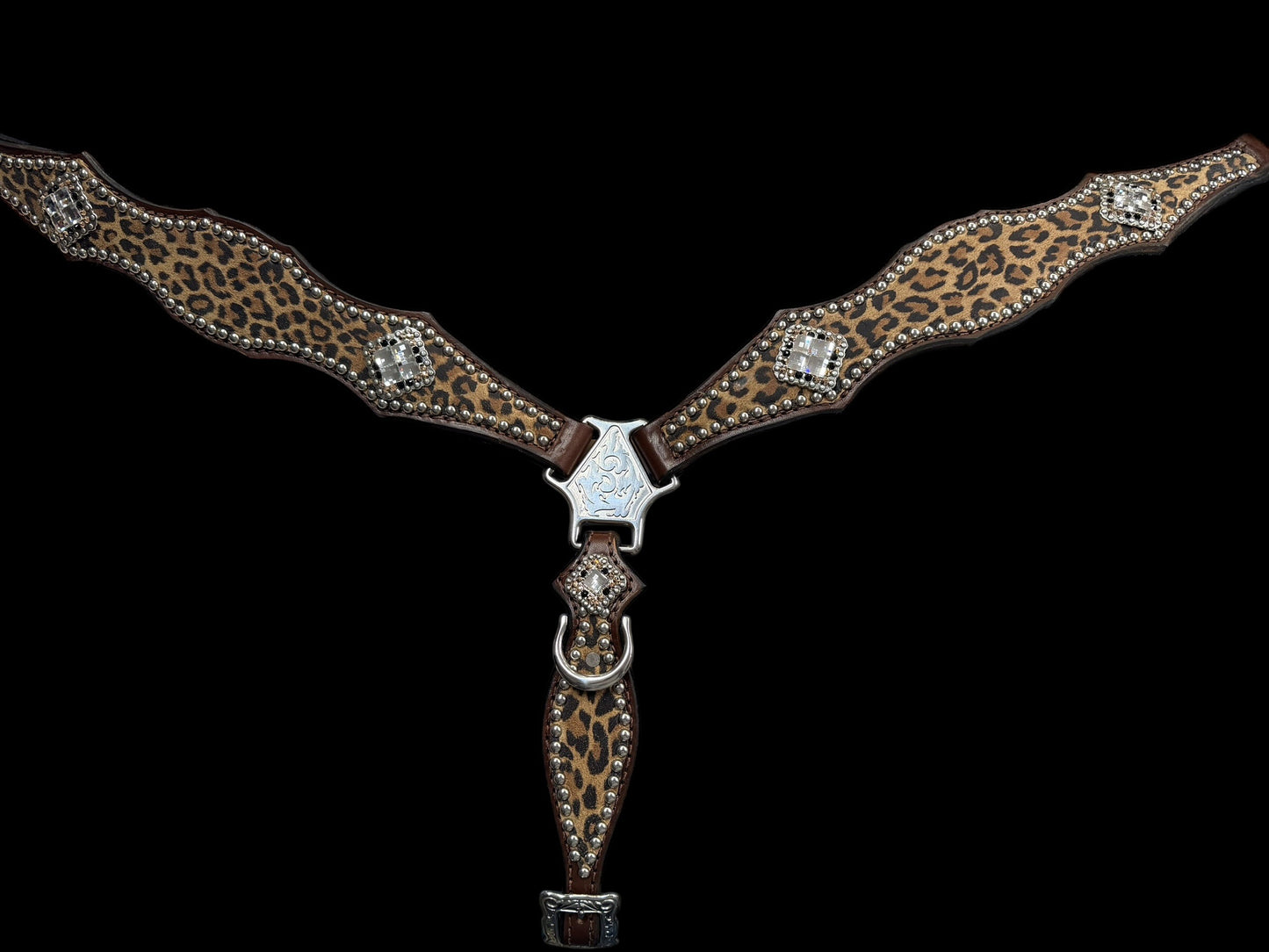 Leopard on Walnut leather