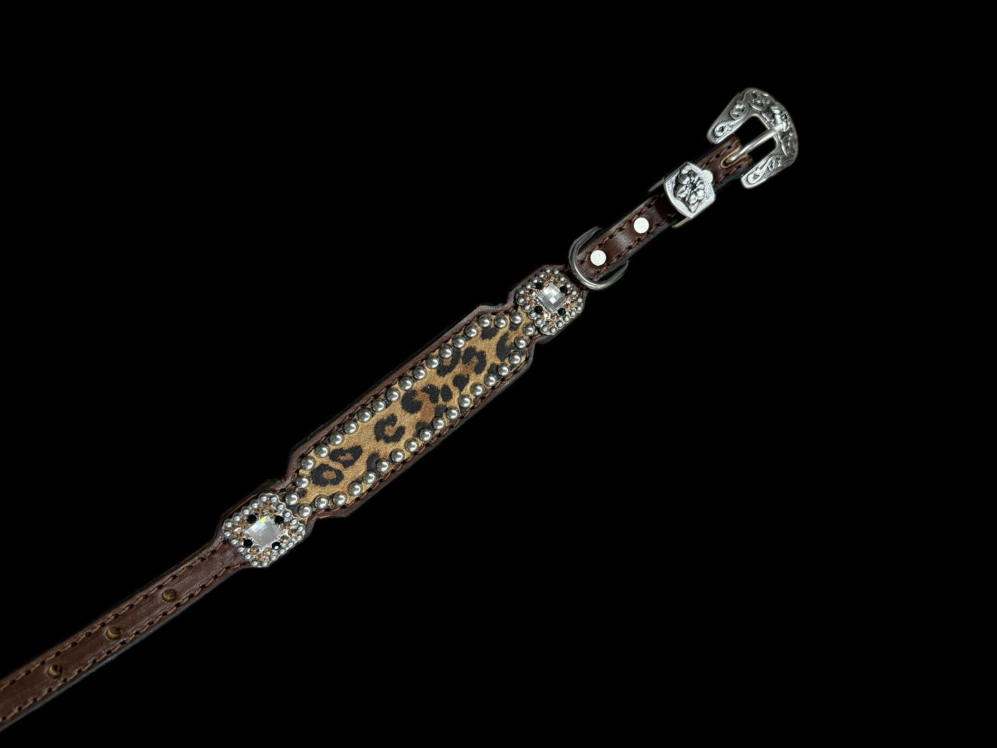 Leopard on Walnut leather