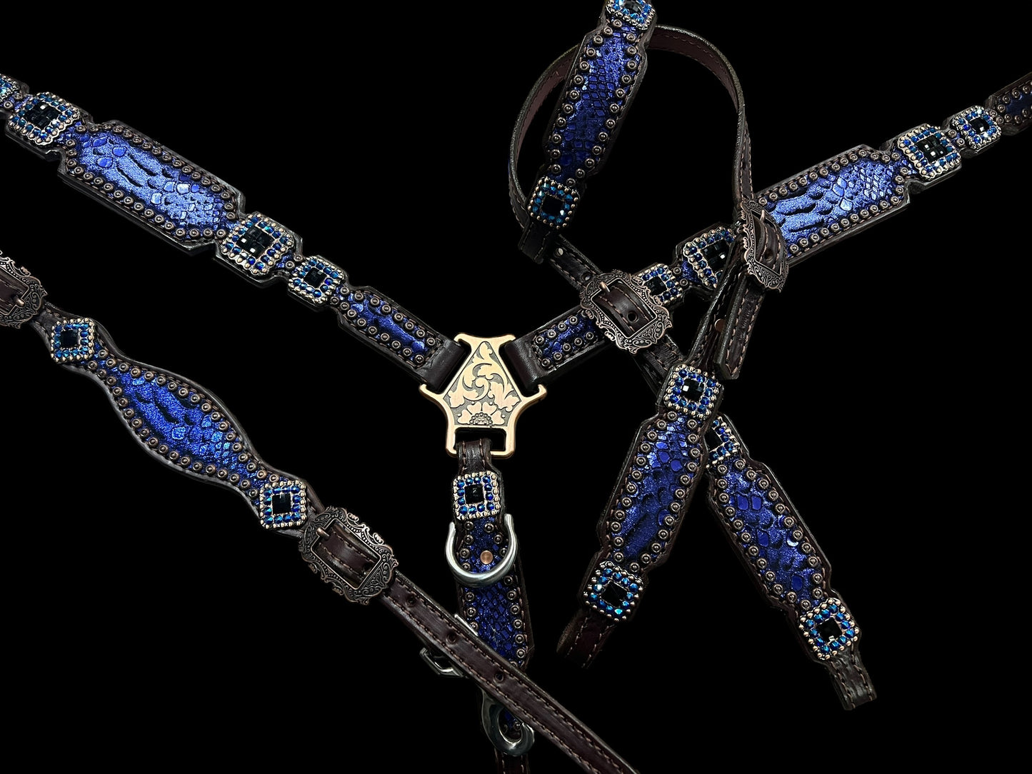 Indigo mystic on Dark leather