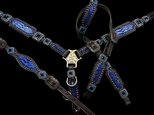 Indigo mystic on Dark leather