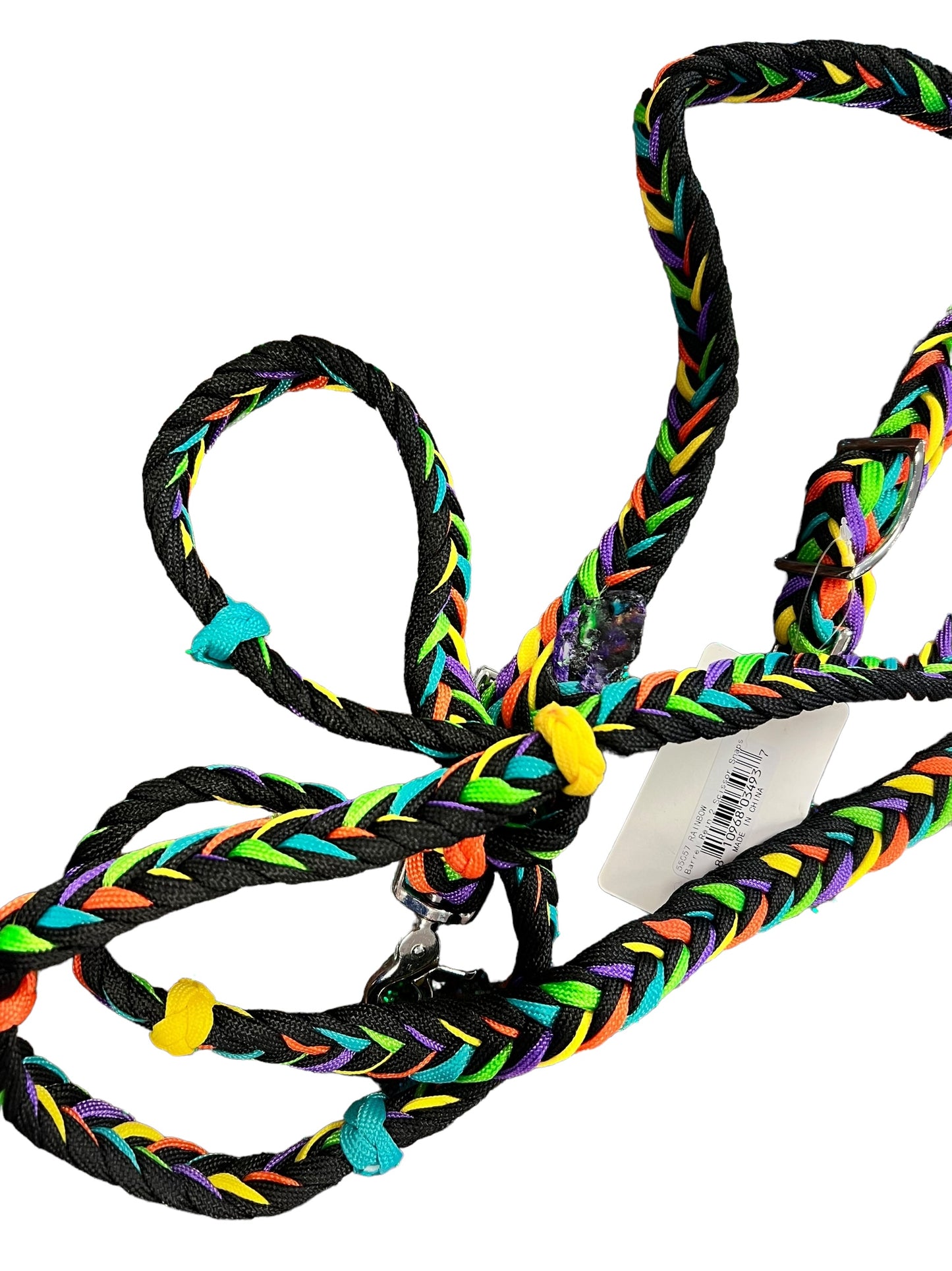 Braided Barrel / Roping Reins 8 Ft with 2 Nickel Plated Scissor Snap 2 Tone Colors