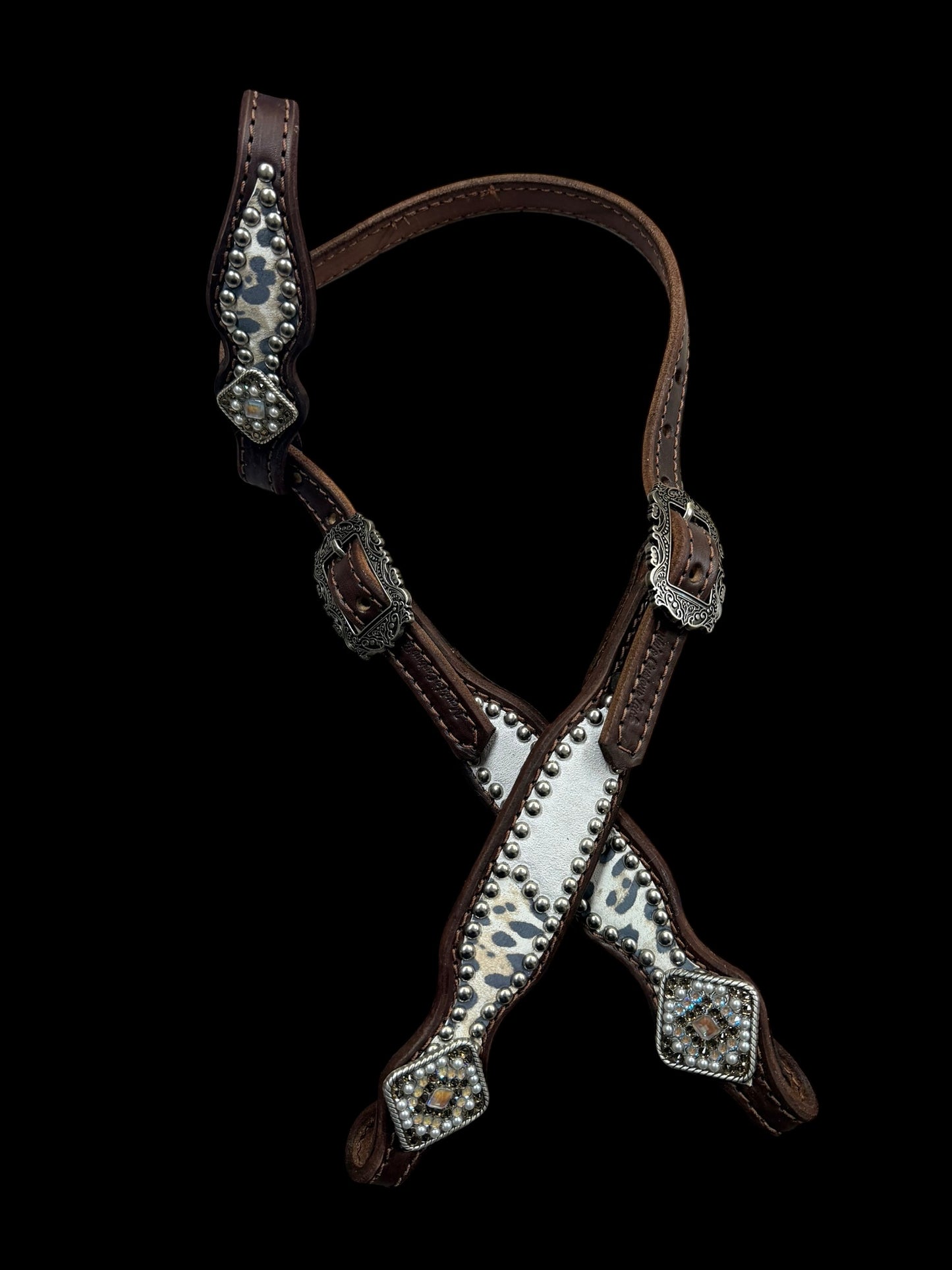 Barrel Racer Tripping style white glitter and leopard