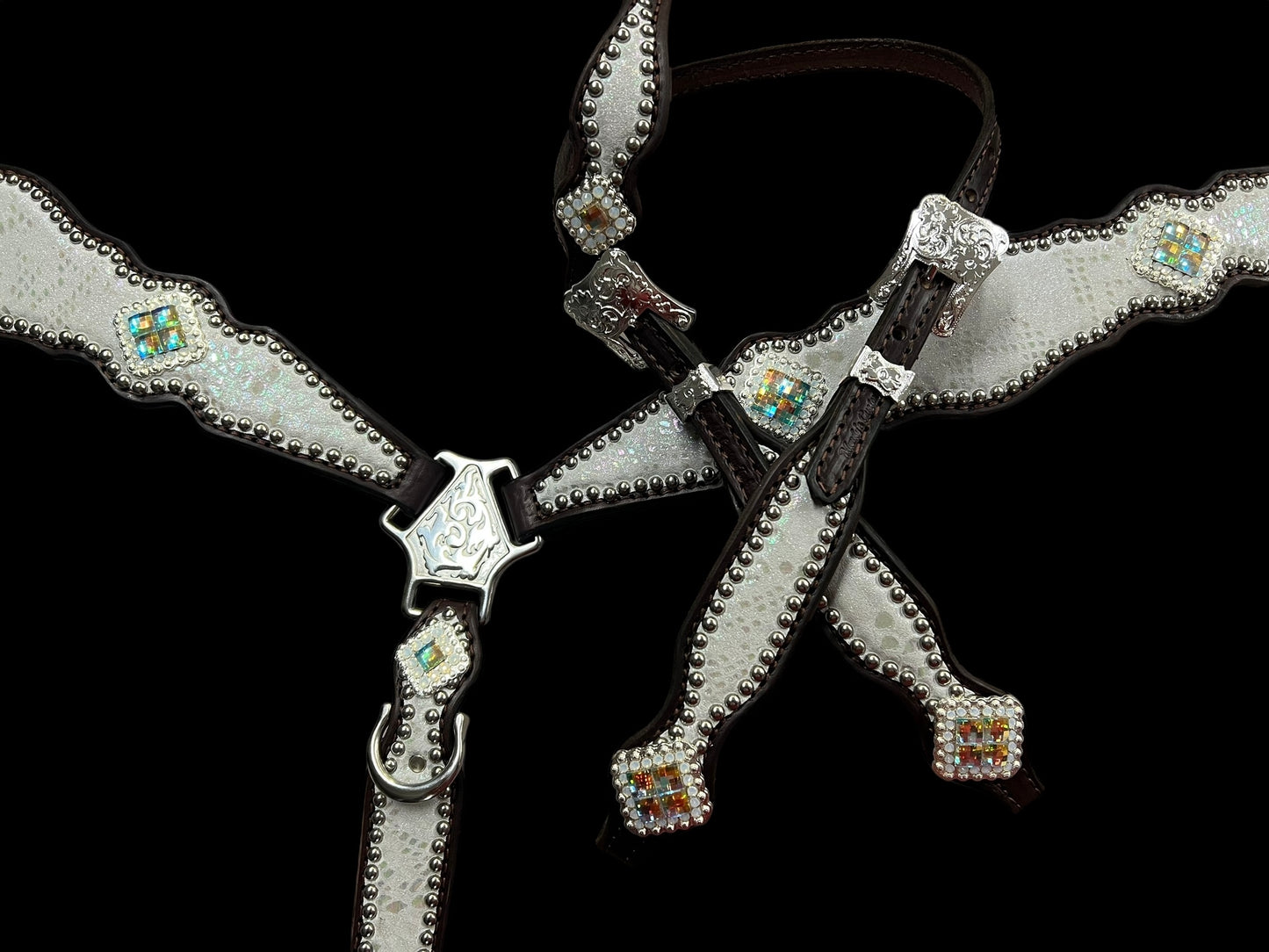 White mystic  on dark leather