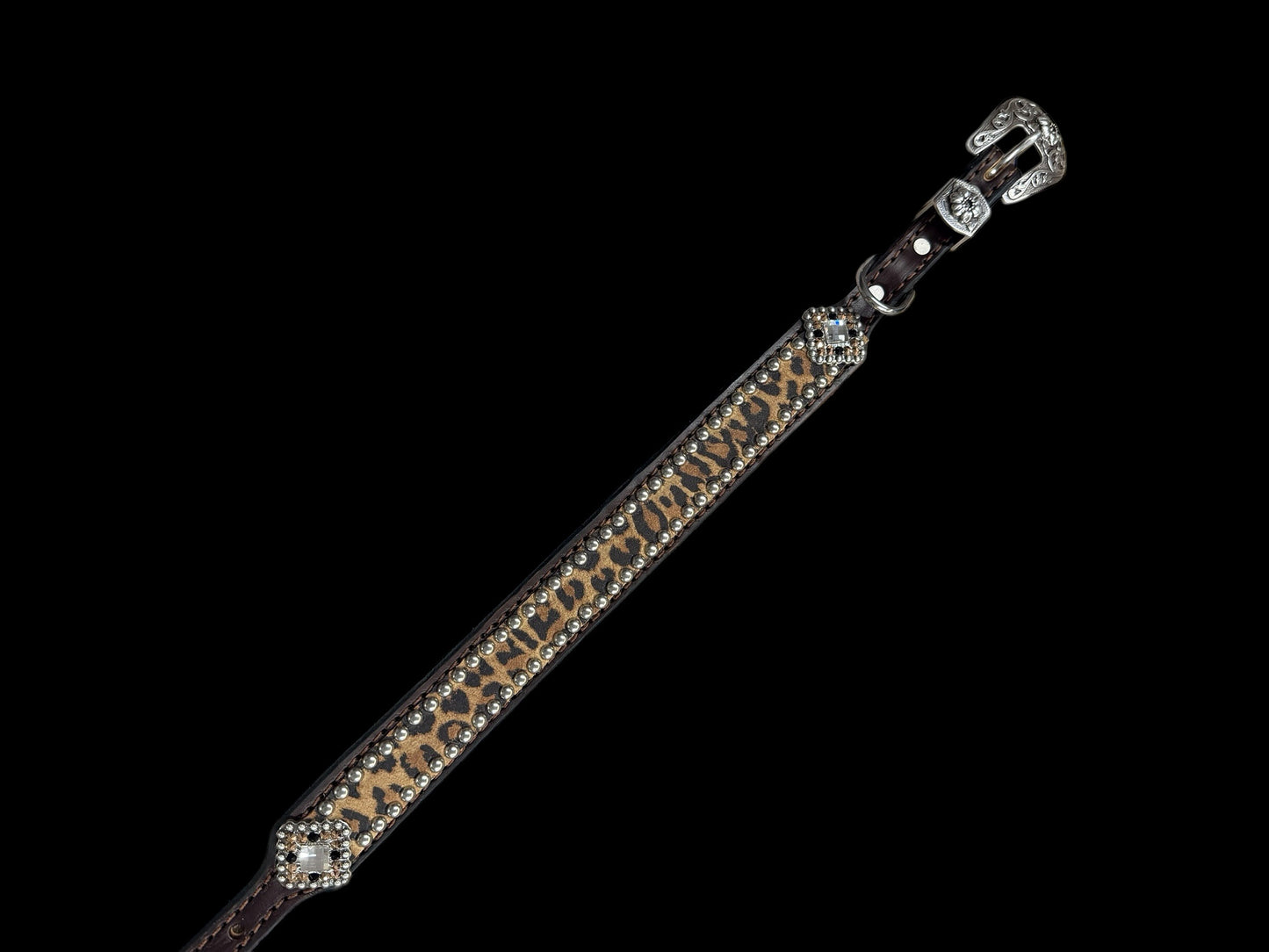 Leopard on Walnut leather