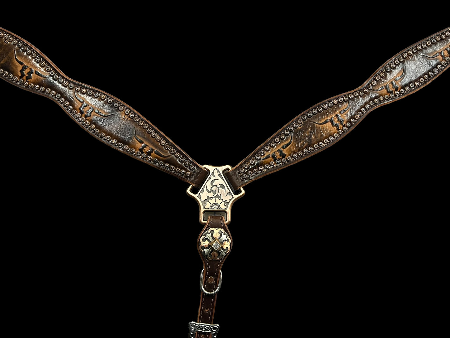 Brown longhorns on chocolate harness leather