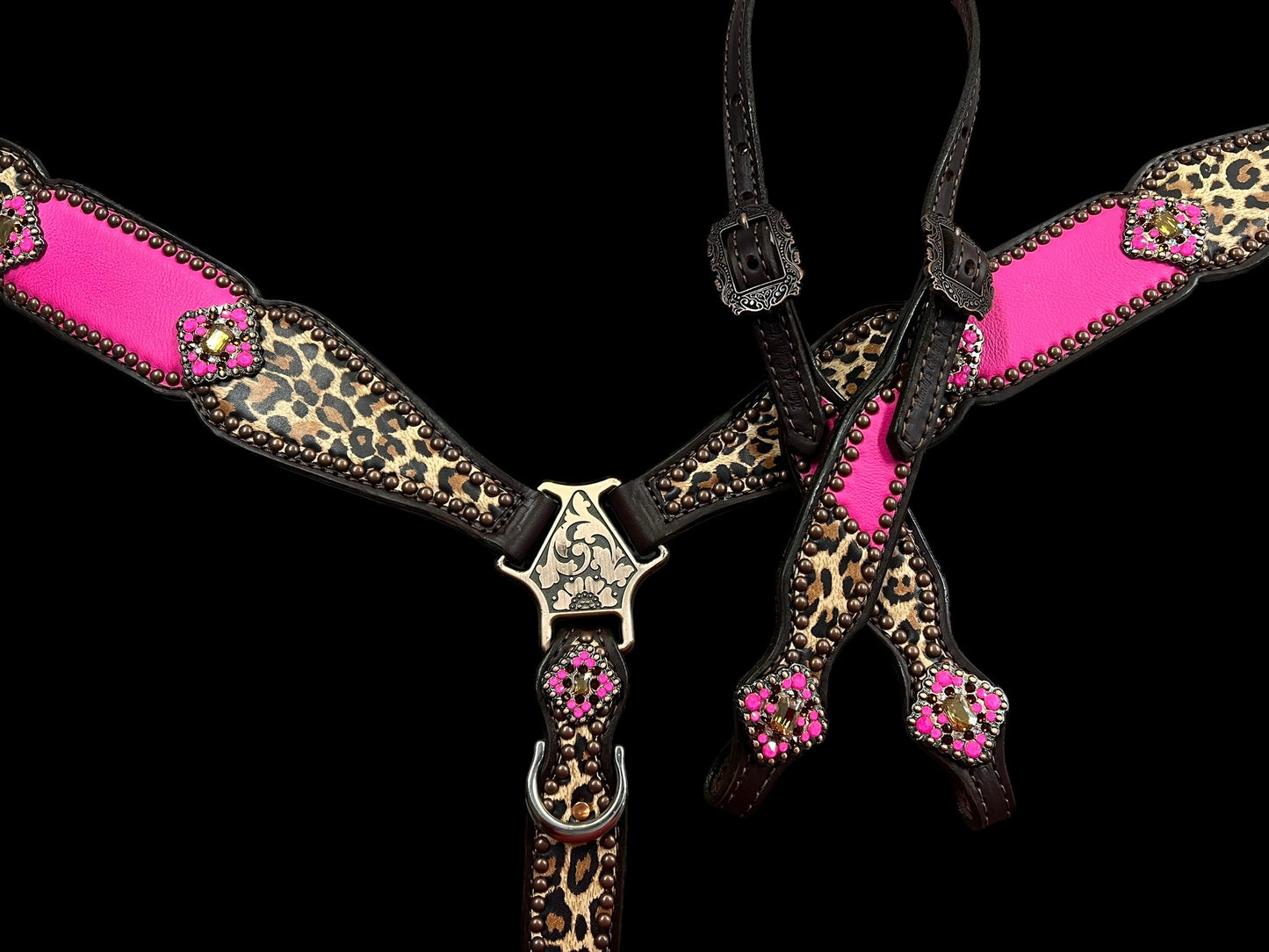 Hot pink and Leopard on dark leather