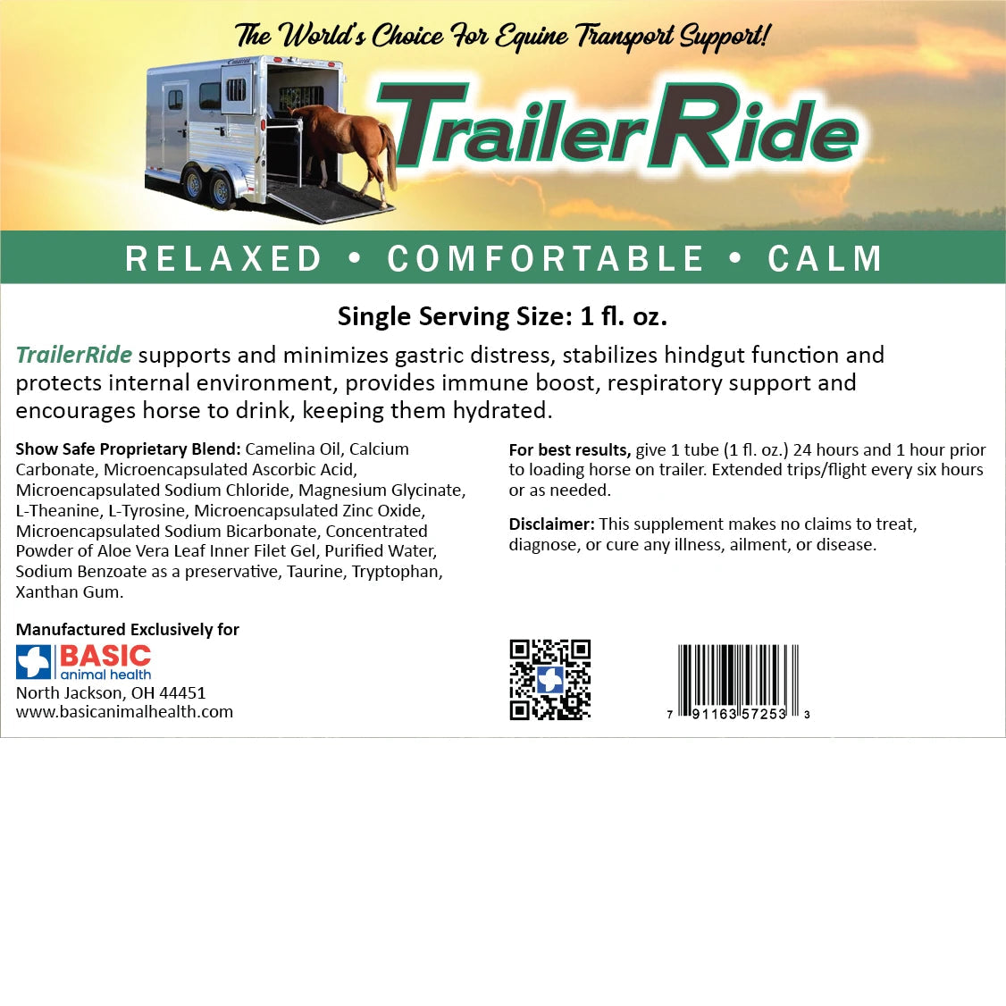 TrailerRide Horse Calming Supplement with Electrolytes