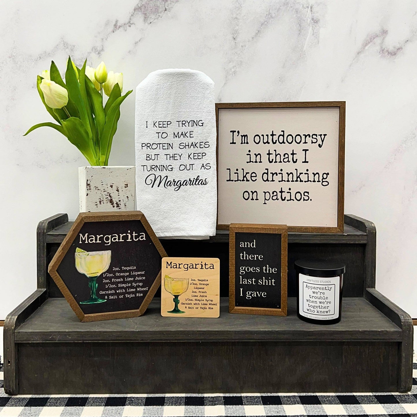Protein Shakes Come Out As Margaritas 16x24 Tea Towel