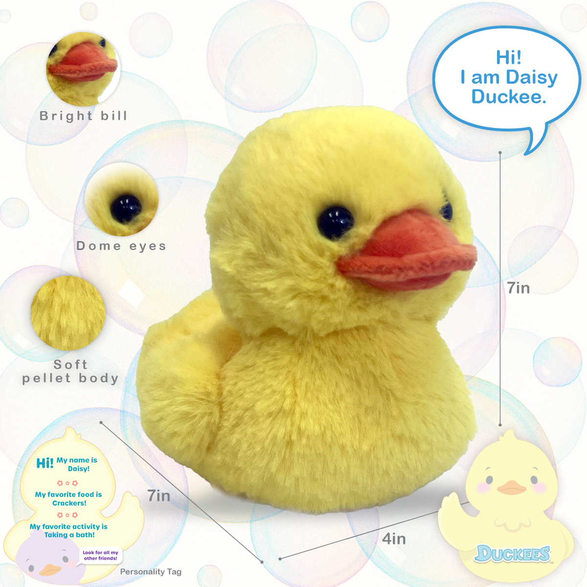 BHTB Daisy Duckee 7" Yellow Plushie