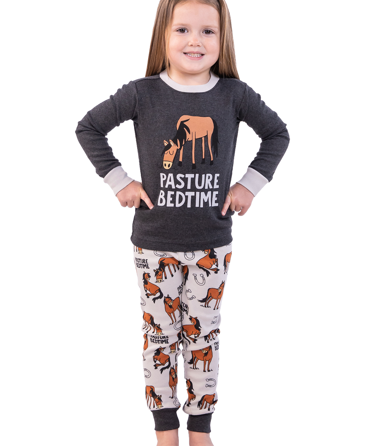 Pasture Bedtime Grey Kid's Long Sleeve Pajama Set