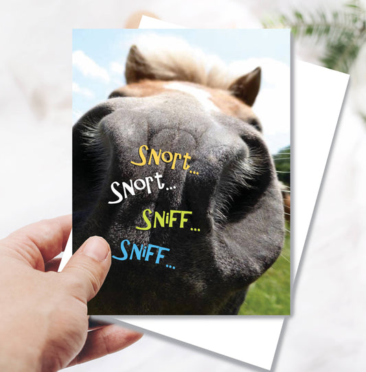 Horse Greeting Birthday Card / Sniff, Snort, Snort / Funny