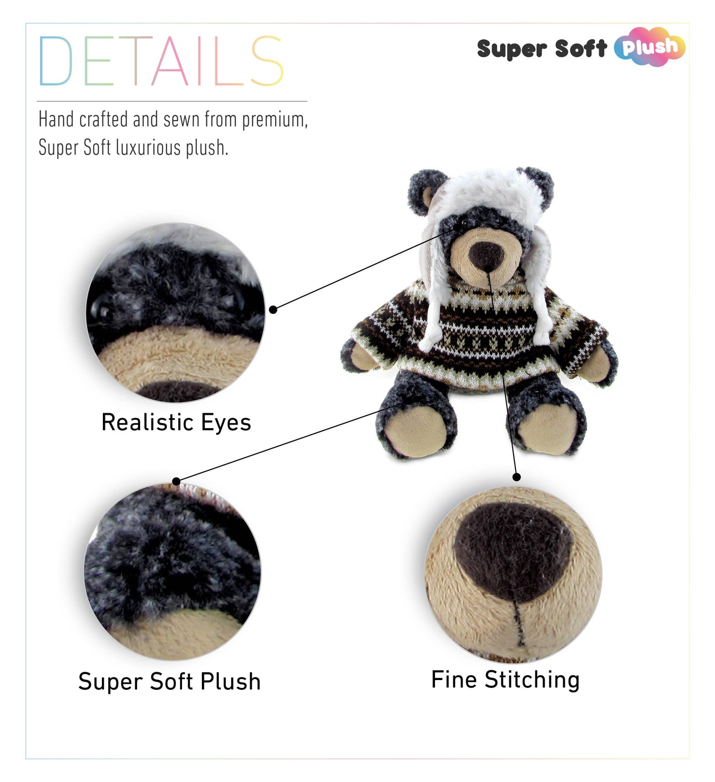 Super Soft Plush With Clothes - Black Bear