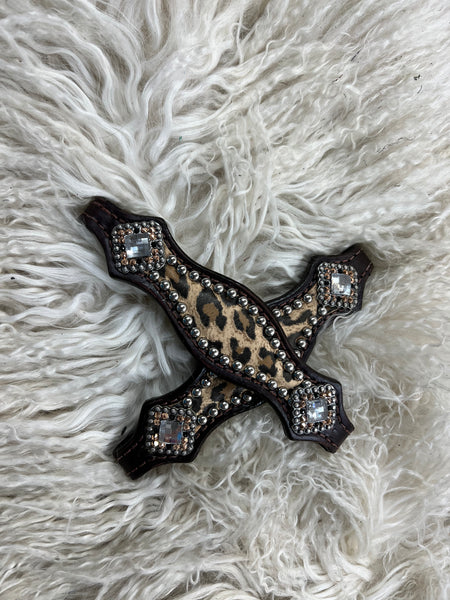 Leopard on dark leather
