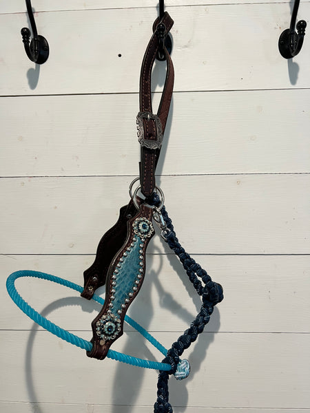Lariat noseband with muletape and leather halter