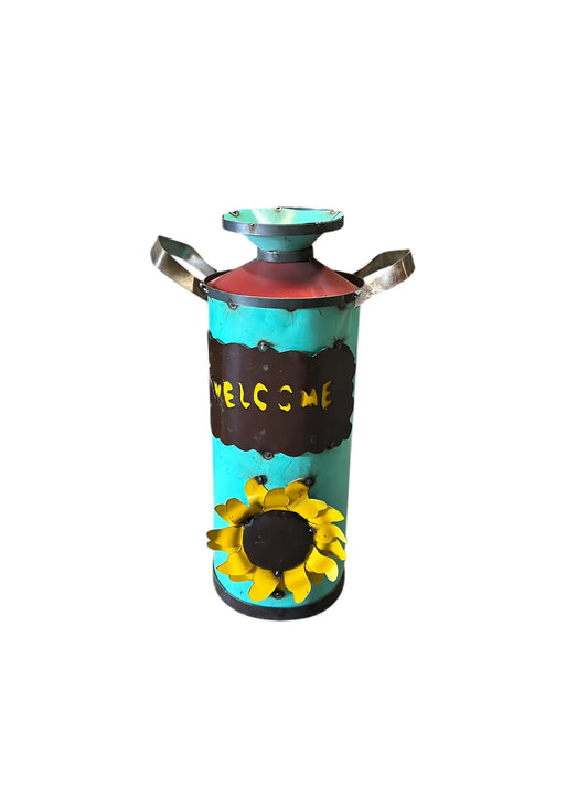Rustic Welcome Vase with Sunflower