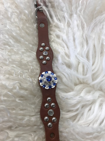 Extra Small dog collar- sapphire and crystal